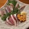 鮨台所 魚信 - いわし刺、葱醤油と生姜。