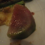 ファソラ - 国産豚の赤ワインの煮込みのポレンタ添えの紅芯大根