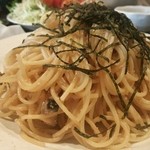 ひやけ - 和風明太スパ鶏唐揚げ添え♪大盛♪いい盛りしています♪