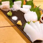 Sengyo To Ika To Taishuu Kappou Totomaro - イカの食べくらべ5種盛り　¥2800