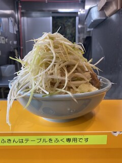 ラーメン二郎 - 左下のネギの流れが盆栽のココロにも通じてる