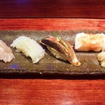 Sushi Yasukouchi - 鮃えんがわ・槍烏賊・鰯炙り・穴子