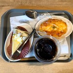 プロント - ケーキ&アイスコーヒー&ハム卵パン