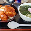 善助屋食堂 - どんこの唐揚げ丼＆わかめラーメンセット