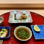 末冨 - お造り 鯛 烏賊 雲丹 白子ぽん酢 ちり酢 すだち塩