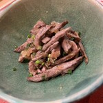 秀寿司 - 佐賀牛のポン酢和えのようなもの。秀寿司さんは、必ずお肉も一品出てくるんです！で、うまい！！