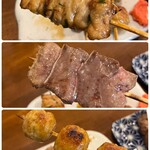 串焼き くにヰ - ◇せせり…柔らかジューシー！(*´-`)大葉がｲｲ！
◇タン…タン元がベースなので、ジューシーで美味♪
◇つくね…団子3兄弟♪