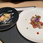 Japanese & Modern Chinese 嵐山 - ジン風味の海老マヨネーゼ、チャイニーズオードブル４種盛り