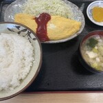 あおき食堂 - 肉入りオムレツ定食