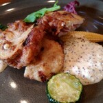 街角グラス - レンコンはさみ揚げ、マスタードソース