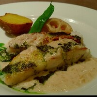 フレンチレストラン にき亭 そごう横浜店 - ギンボウのソテー。茗荷、大葉のソース。天ぷらでしか食べた事無かった。