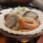 塔ノ沢一の湯 本館 - 帆立と海老の味噌バター焼き
