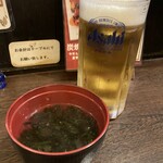 Yasumidokoro Toride - ビールとお通しのスープ