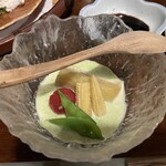 元湯 孫九郎 - 地元野菜のグリーンピースソース