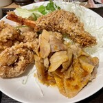 Izou - 若鶏竜田揚＆豚しょうが焼き＋大海老フライ