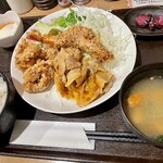 Izou - 若鶏竜田揚＆豚しょうが焼き＋大海老フライ