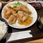 Izou - 若鶏竜田揚＆豚しょうが焼き＋大海老フライ