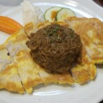 キッチン ブルー グローブ - 豚ロースピカタのアップ、確かにデカイ！