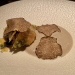 エクアトゥール - レバーペースト きのこのポタージュソース トリュフ