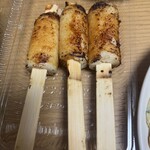 やきとり 勢い - きりたんぽ味噌。とても美味しいんだけど、少しだけ辛味があって、息子っちは「辛い〜」って言ってた。