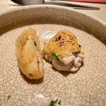 エクアトゥール - 鱈白子の西京味噌ソース 海老芋のフリット