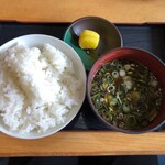 八幡 - 【小鉢バイキング】ご飯、あさりの味噌汁、漬物