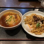 龍泉亭 - 燃麺と小天津飯セット