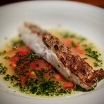 蒼 - これもトレトレの石垣鯛。大好きなアクアパッツァ仕立て。石垣鯛の身は、海苔?の香り。磯を感じます。