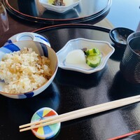 京都 つる家 - 食事 松茸御飯 赤出汁 香物