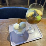 桃の農家カフェ ラペスカ - 葡萄ポンチとジェラートセット