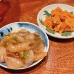 焼鳥食堂 - からすみチャンジャと生タコキムチ