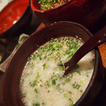 鳥茂 - そぼろ飯にはスープも付きます。