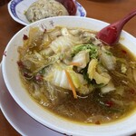 彩華ラーメン - サイカラーメン小¥750+半チャーハンセット+¥250