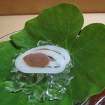 松川 - スルメイカのルイベ、生姜醤油で2