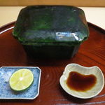 松川 - 淡路の鯛のお造り、酢橘と塩、醤油で1