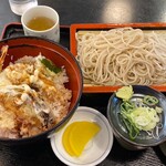 そば処 楓漣 - 天丼セット そば・天丼・香の物(冷たいそば)