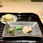 蓬左茶寮 - 鮎の燻製、蓬パン