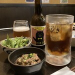 やきとりひびき庵 - 枝豆・お通し・ウーロン茶・やきとんビール