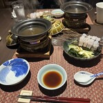 汀邸　遠音近音　Ochi Kochi - 夕食(鍋(鱧のしゃぶしゃぶ))