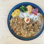 Furukutasu Sakaba - あいがけカレー(ココナッツチキンカレー＋山椒ポークキーマカレー)