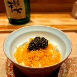 炭火割烹 白坂 - ⚫「毛蟹の飯蒸し  カラスミ  キャビア」