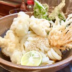 まる博 - かしわ天ぶっかけ（並・冷）