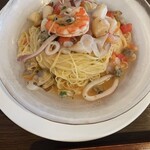 カフェ チルコリーノ - 乾麺､カッペリーニ､海の幸の冷製パスタ(タコ・イカ・ムール貝・小柱・アサリ・海老）