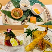 北新地 鮨 天ぷら いわい - 前菜5種盛り・造り・天麩羅3種