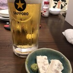池田屋 - 生ビール（550円）、お通し