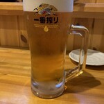 大衆居酒屋 義経 - 生ビール（メガ）