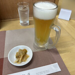 薫風飯店 - 生ビール　それについてきたザーサイが美味しい