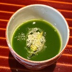 日本料理 別府 廣門 - ニラすり流し　ニラツボミの天ぷら　おかし野菜の邑