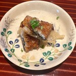 日本料理 別府 廣門 - うなぎ唐揚げ　タレまぶし　翠茄子天ぷら　うなぎ由布院 翠茄子 むかし野菜の色