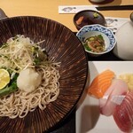 Ikesu Gyojou Ryuuguujou - すだち蕎麦と寿司3貫
